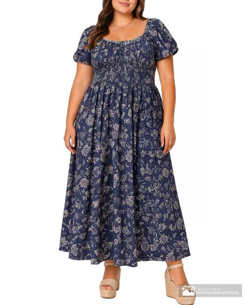 Vestido More Than Angels azul navy con estampado floral para mujer