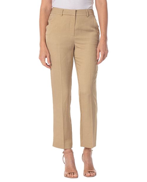 Pantalón Punt Roma clásico beige sólido para mujer
