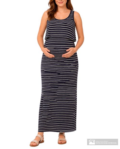 Vestido maternal Ohma negro rayado para mujer
