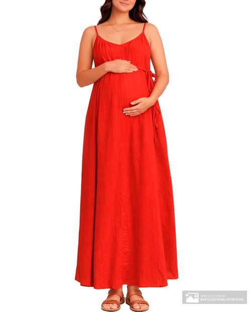 Vestido maternal Ohma rojo sólido para mujer