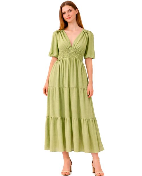 Vestido largo Danny and Nicole verde texturizado para mujer