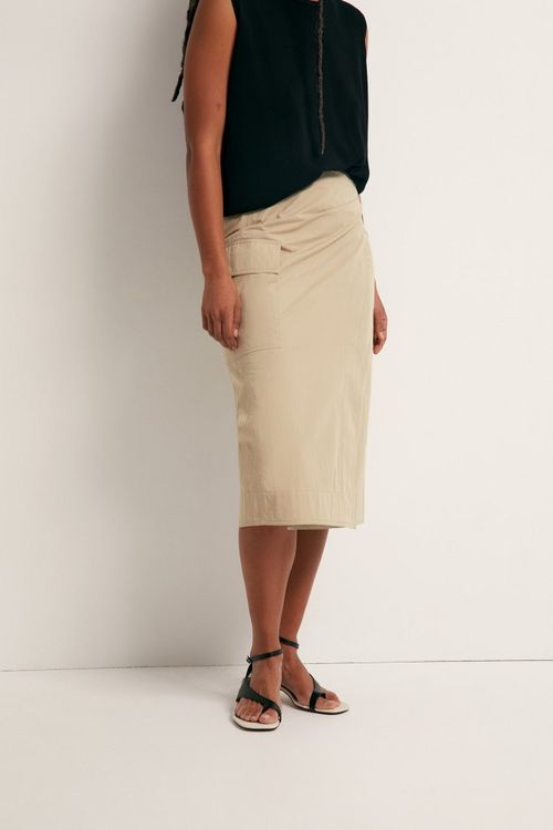 Falda Sfera midi casual beige sólida para mujer