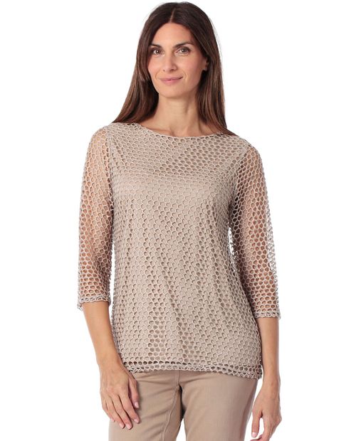 Blusa Punt Roma beige calada para mujer