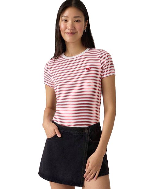 Camiseta básica Levi's roja rayada para mujer
