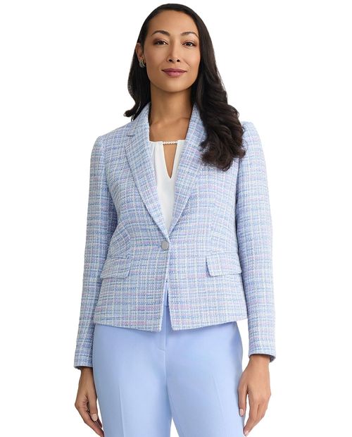 Chaqueta casual Kasper Separates multicolor estilo tweed cuadriculado para mujer