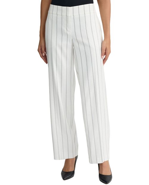 Pantalón casual Kasper Separates wide leg blanco rayado para mujer