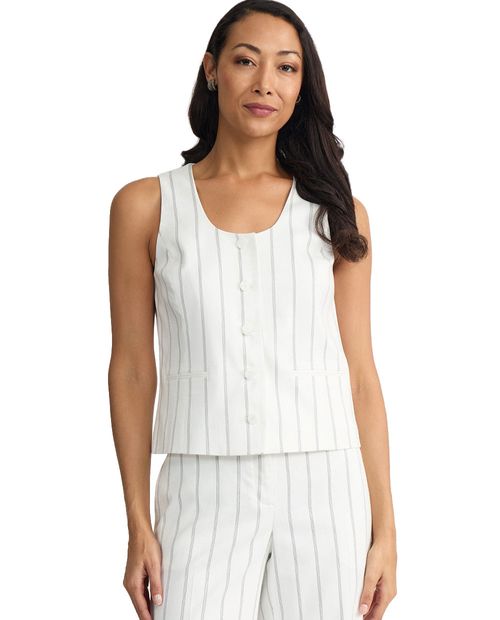 Chaleco casual Kasper Separates blanco rayado para mujer