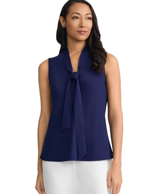 Blusa casual Kasper Separates sin mangas azul navy sólida para mujer