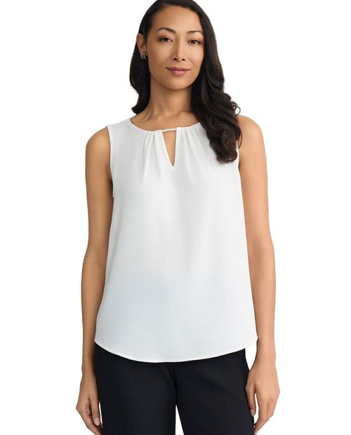 Blusa casual Kasper Separates sin mangas blanca sólida para mujer