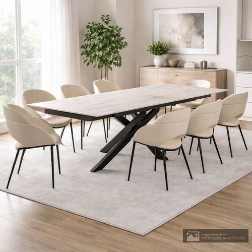 Juego de comedor 8 personas rectangular extensible Bella