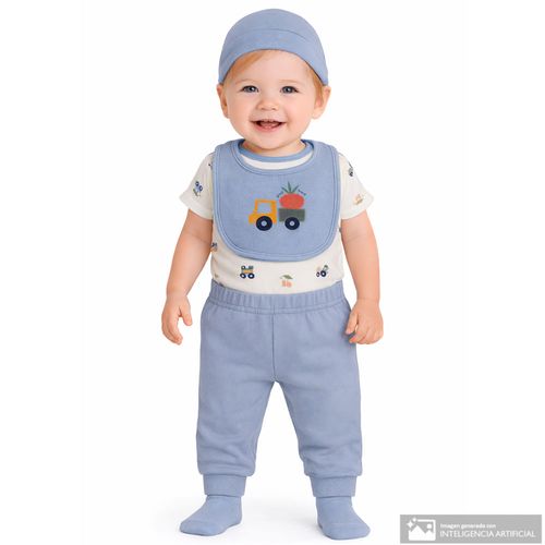 Conjunto de 4 piezas multicolor estampado para bebé niño