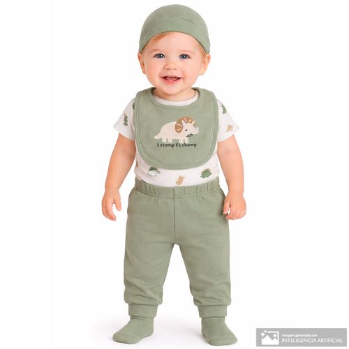 Conjunto de 4 piezas multicolor estampado para bebe niño