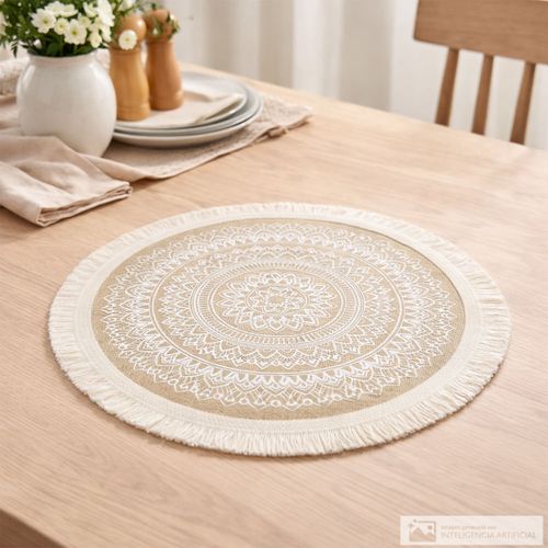 Individual redondo fibra natural para mesa 37 cm