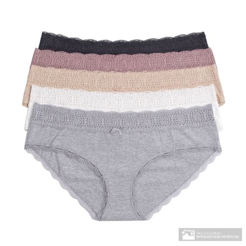 Set de 5 panties hipsters Rene Rofe heather para mujer