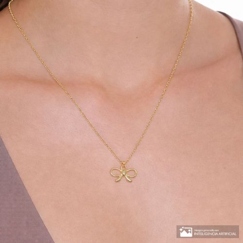 Collar de listón de plata en baño de oro 46 cm para mujer