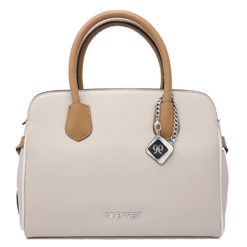 Cartera satchel Nine West beige para mujer