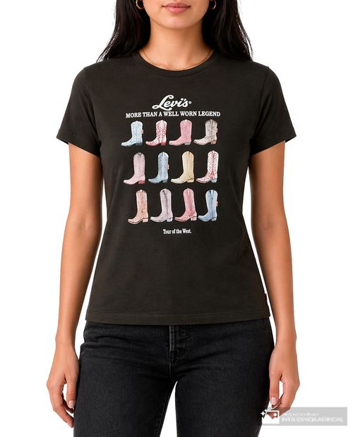 Camiseta Levi's negra estampada para mujer