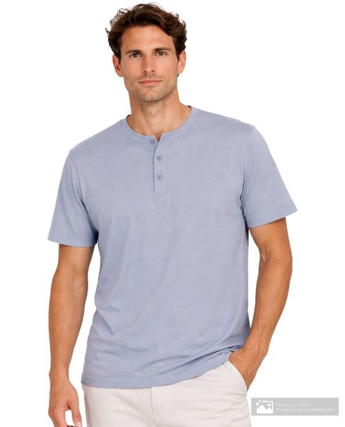 Camiseta casual Gents classic fit celeste texturizada para hombre