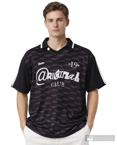 Camiseta deportiva polo Denim & Flower relaxed fit estampada para hombre