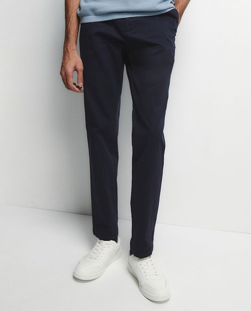 Pantalón chino Sfera slim fit azul sólido para hombre