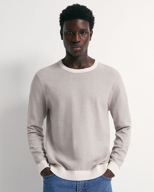 Suéter Sfera pull over beige texturizado para hombre