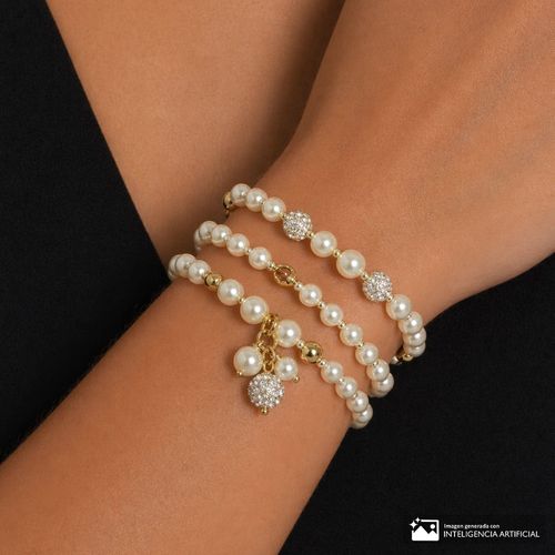 Set de 3 pulseras de perlas para mujer