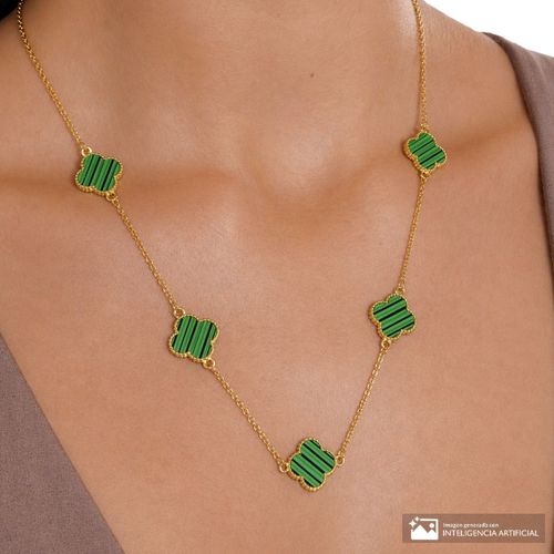 Collar de tréboles de brass chapado en oro 18k y esmalte verde para mujer