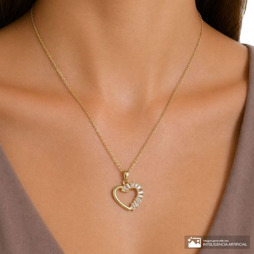 Cadena con dije de diamantes simulados de brass chapado en oro 18k para mujer