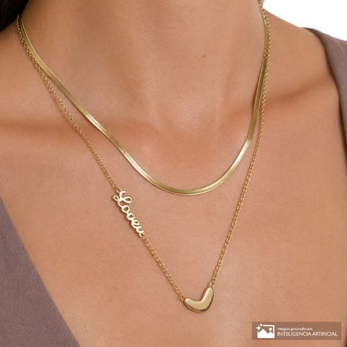 Collar doble de acero inoxidable chapado en oro 5 mm-46 cm para mujer