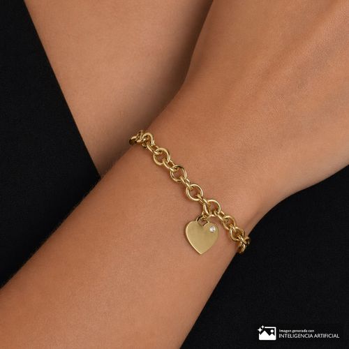 Pulsera de corazón de acero inoxidable chapado en oro 5 mm-20 cm para mujer