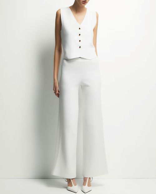 Pantalón Sfera pull on blanco sólido para mujer