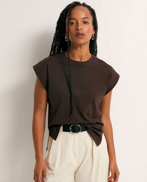 Camiseta Sfera café sólida para mujer