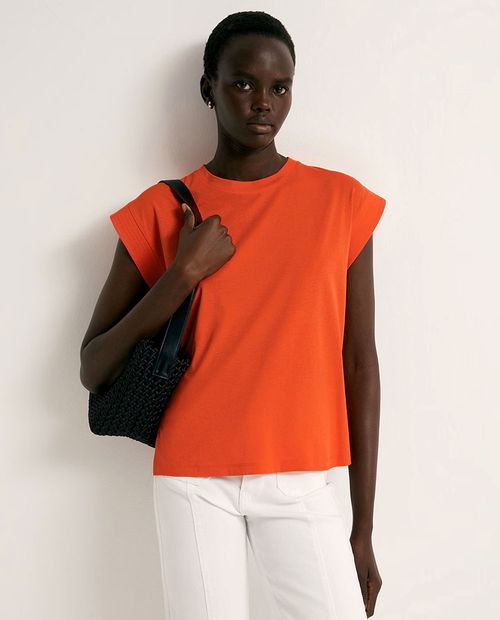 Camiseta Sfera naranja sólida para mujer
