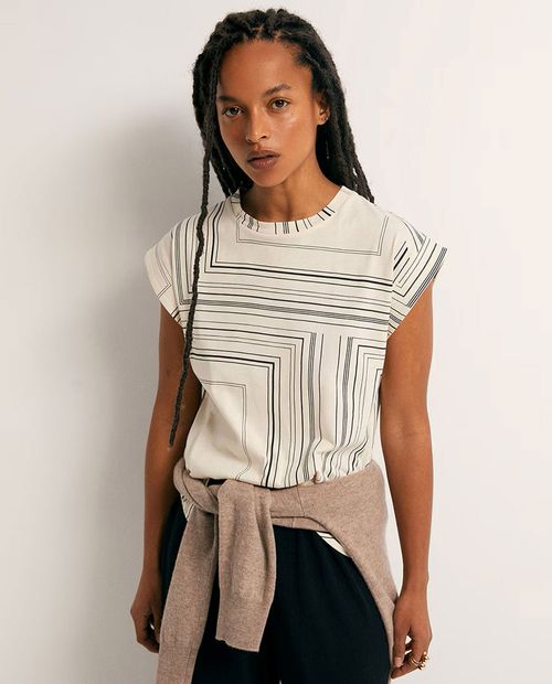 Camiseta Sfera blanca estampado geométrico para mujer