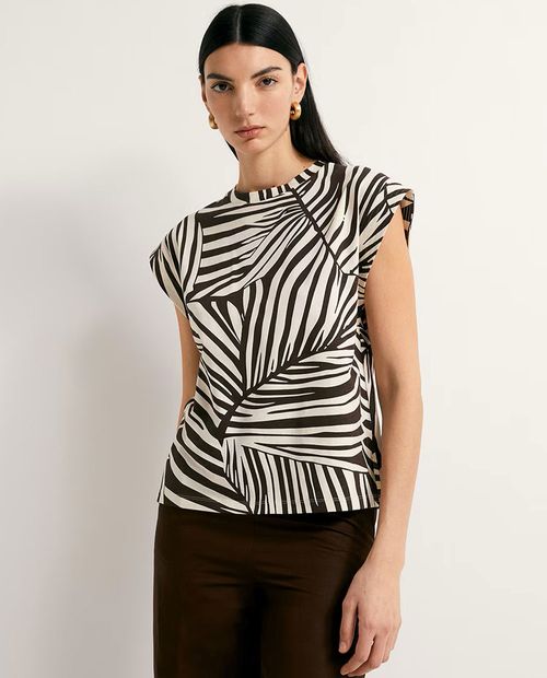 Camiseta Sfera bicolor estampado de líneas para mujer