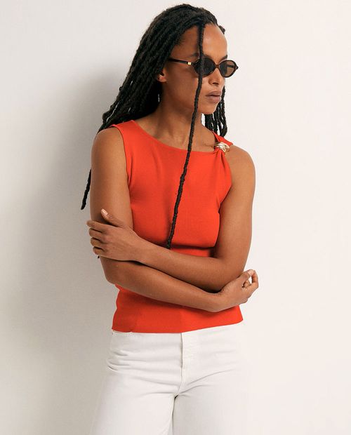 Blusa Sfera anaranjada sólida para mujer