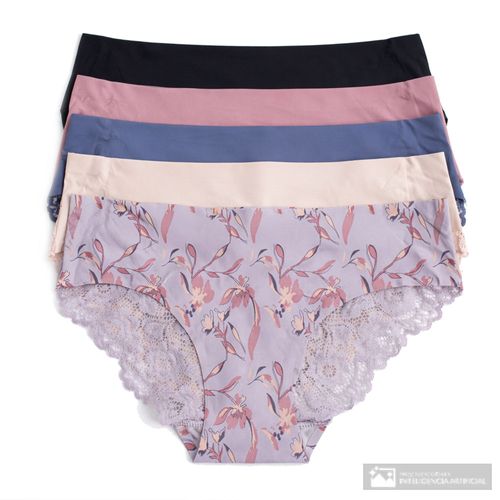 Set de 5 panties hipsters invisibles Rene Rofe multicolor para mujer