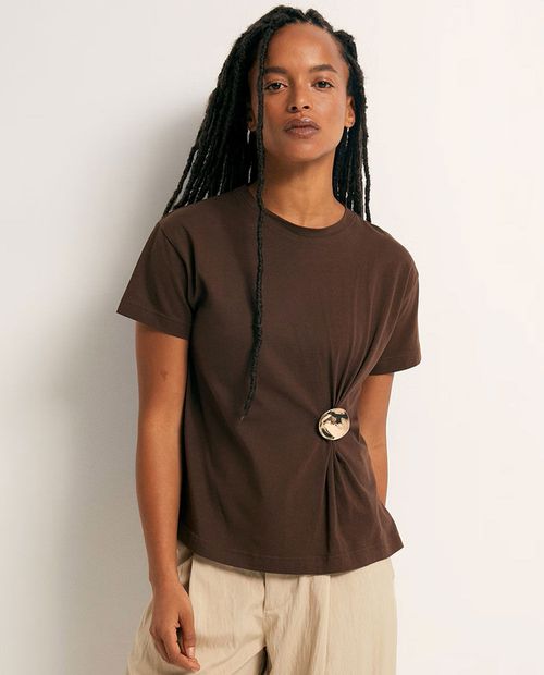 Camiseta Sfera café sólida para mujer