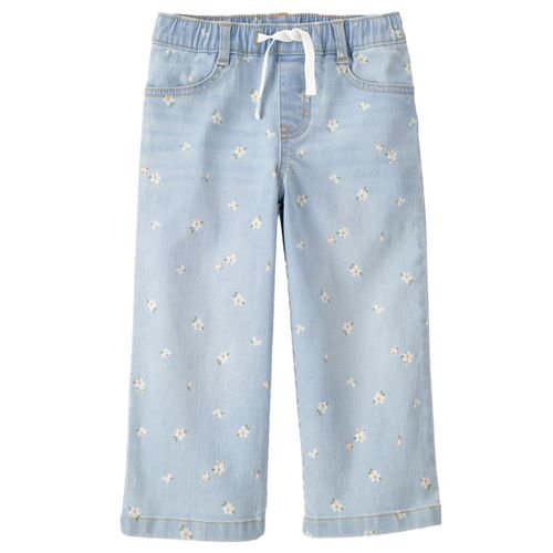 Jeans azul con estampado floral para niña