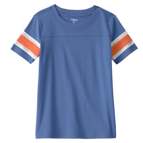 Camiseta azul con franjas en mangas para niño