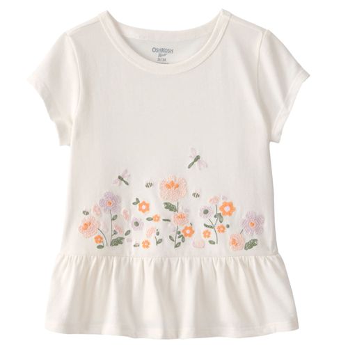 Blusa blanca con bordado floral para niña