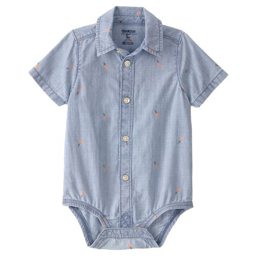 Mameluco azul con estampado de zanahorias para bebé niño