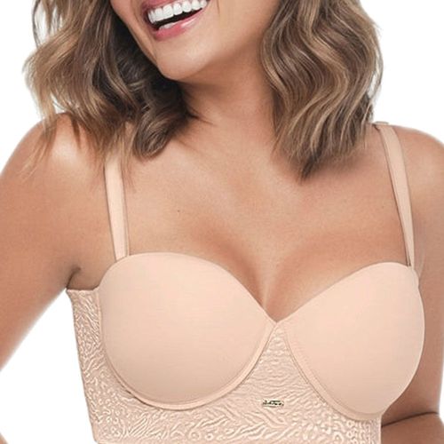 Brasier strapless Laura beige texturizado para mujer