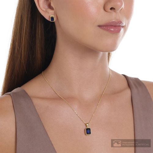 Set de collar y aretes de plata con enchape de oro para mujer