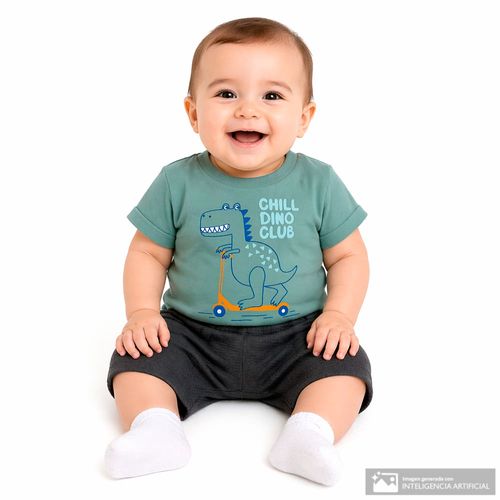 Conjunto de 2 piezas multicolor con estampado de dinosaurio para bebé niño