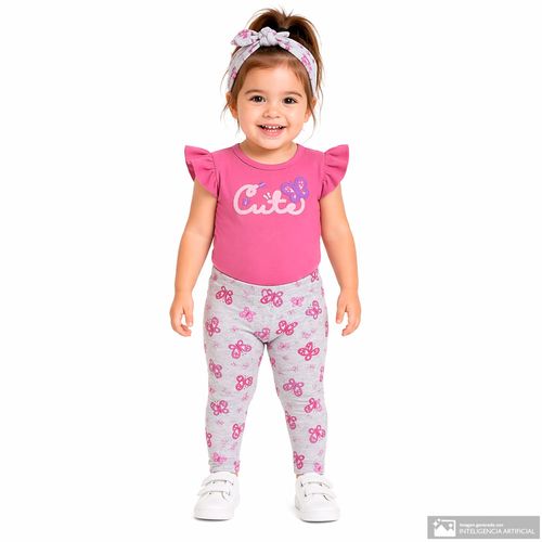 Conjunto de 3 piezas con estampado de mariposas para bebé niña