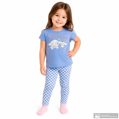 Conjunto de 2 piezas celeste con estampado de Cinnamoroll para niña