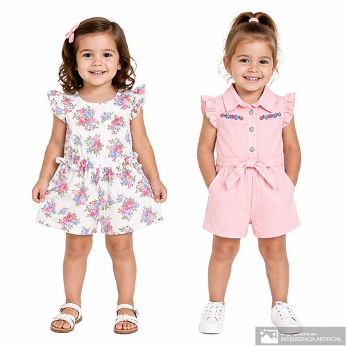Set de 2 rompers multicolor para bebé niña
