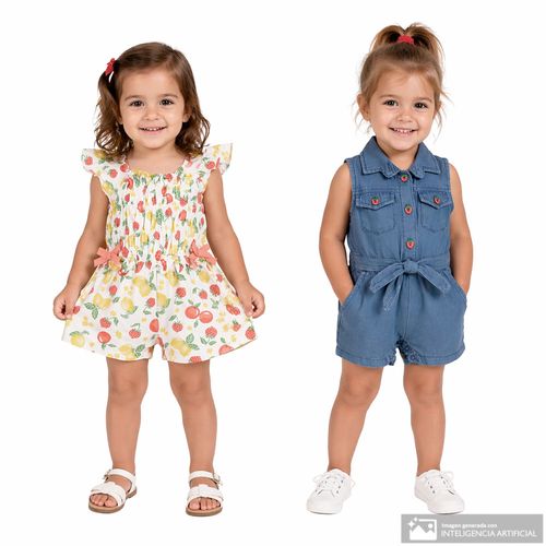 Set de 2 rompers multicolor para bebé niña