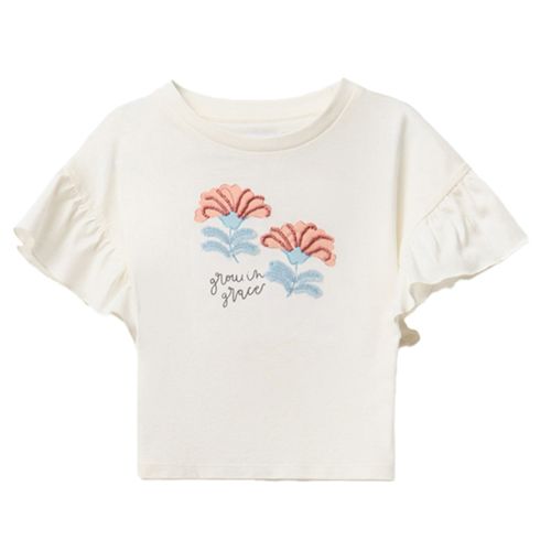 Camiseta blanca con textura para niña
